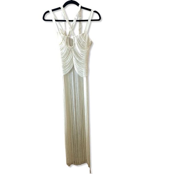 Michael Costello Angelica Fringe Maxi Top x Revolve white dress $228 NWT Sz XXS - Picture 5 of 14